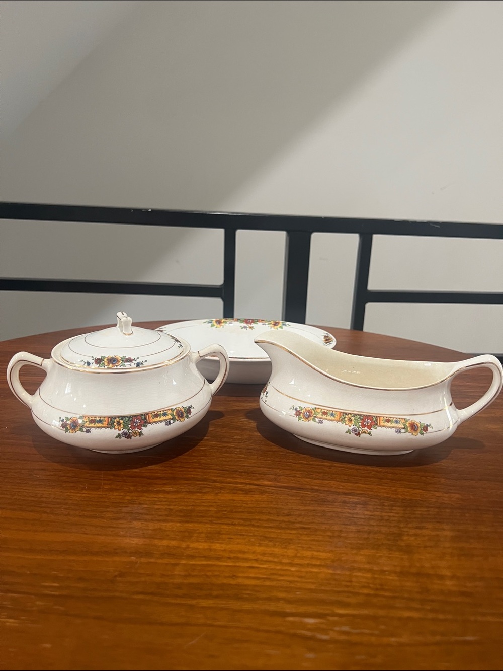 Illinois China Co. Porcelain Floral Pattern 3-Piece Set
